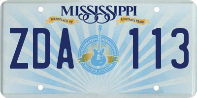 MS license plate ZDA113