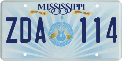 MS license plate ZDA114