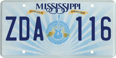 MS license plate ZDA116