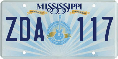 MS license plate ZDA117