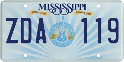 MS license plate ZDA119