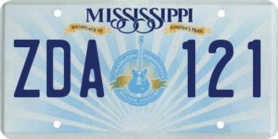 MS license plate ZDA121