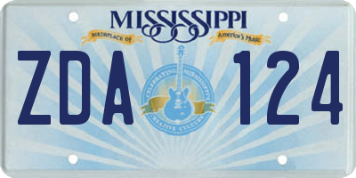 MS license plate ZDA124