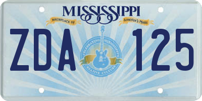 MS license plate ZDA125