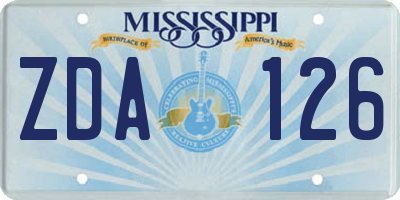 MS license plate ZDA126