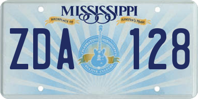 MS license plate ZDA128