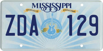 MS license plate ZDA129