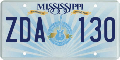 MS license plate ZDA130