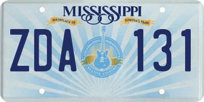 MS license plate ZDA131