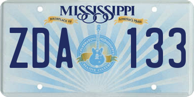 MS license plate ZDA133