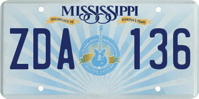 MS license plate ZDA136