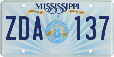 MS license plate ZDA137