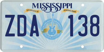 MS license plate ZDA138