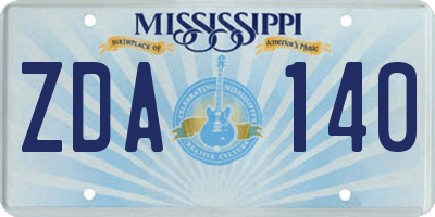MS license plate ZDA140