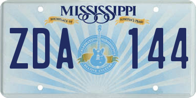 MS license plate ZDA144