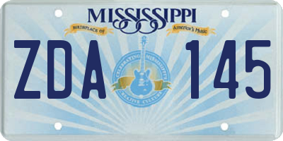 MS license plate ZDA145