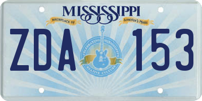 MS license plate ZDA153