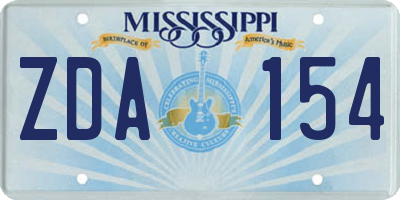 MS license plate ZDA154