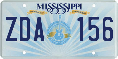 MS license plate ZDA156
