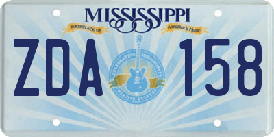 MS license plate ZDA158