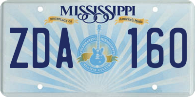 MS license plate ZDA160