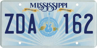 MS license plate ZDA162
