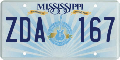 MS license plate ZDA167