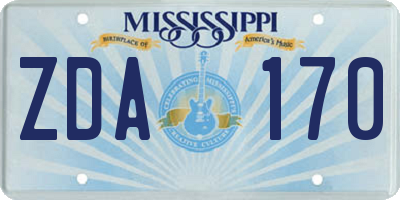 MS license plate ZDA170