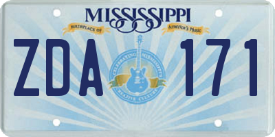 MS license plate ZDA171