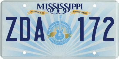 MS license plate ZDA172