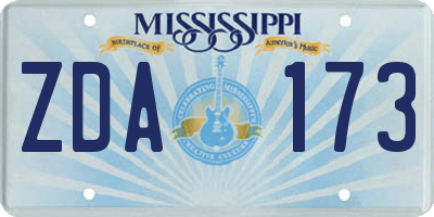 MS license plate ZDA173