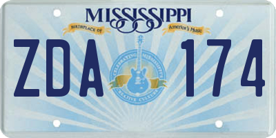 MS license plate ZDA174