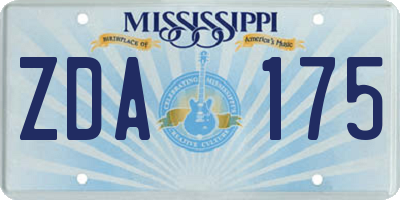 MS license plate ZDA175