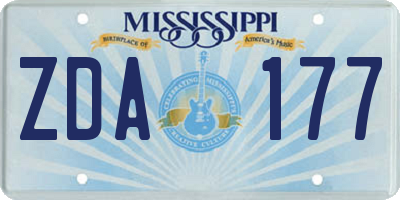 MS license plate ZDA177