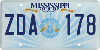 MS license plate ZDA178