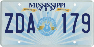 MS license plate ZDA179