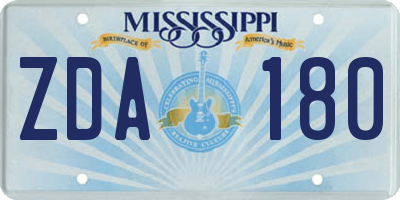 MS license plate ZDA180