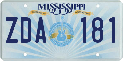 MS license plate ZDA181