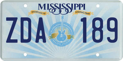 MS license plate ZDA189