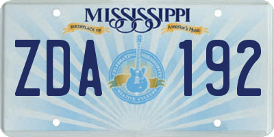 MS license plate ZDA192
