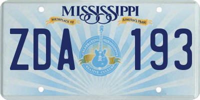 MS license plate ZDA193