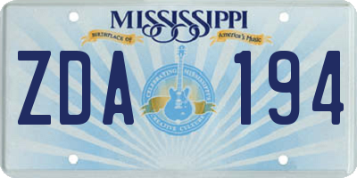 MS license plate ZDA194