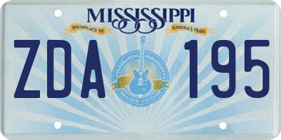 MS license plate ZDA195