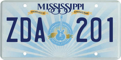 MS license plate ZDA201