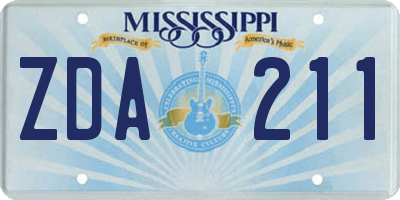 MS license plate ZDA211