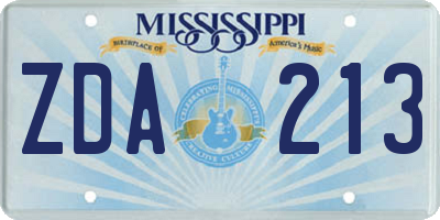 MS license plate ZDA213