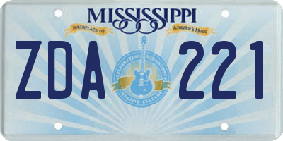 MS license plate ZDA221