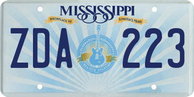 MS license plate ZDA223