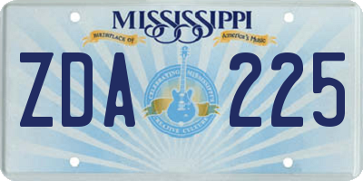 MS license plate ZDA225
