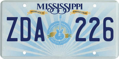 MS license plate ZDA226